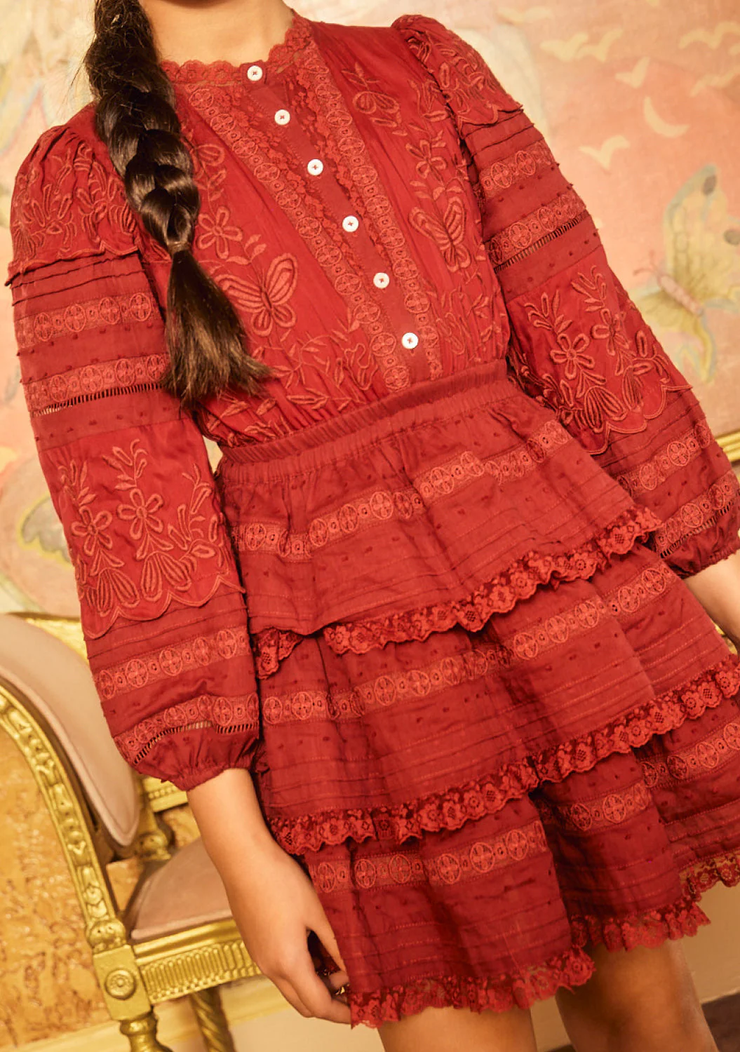 Betty Embroidered Sleeve Mini Dress - Image 2