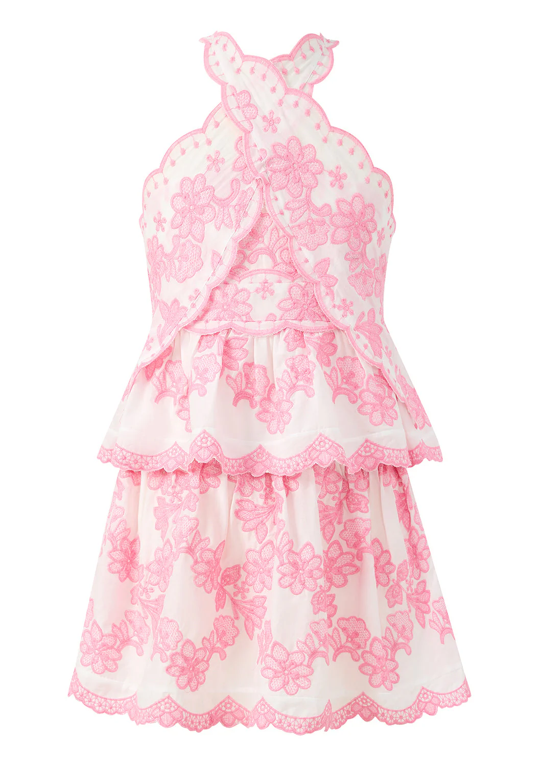 Josie Embroidered Halter Neck Mini Dress - Image 4