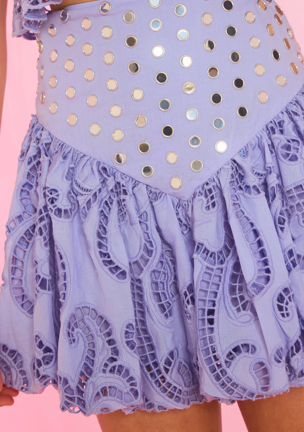 Luciana Embroidered Bubble Mini Skirt - Image 2