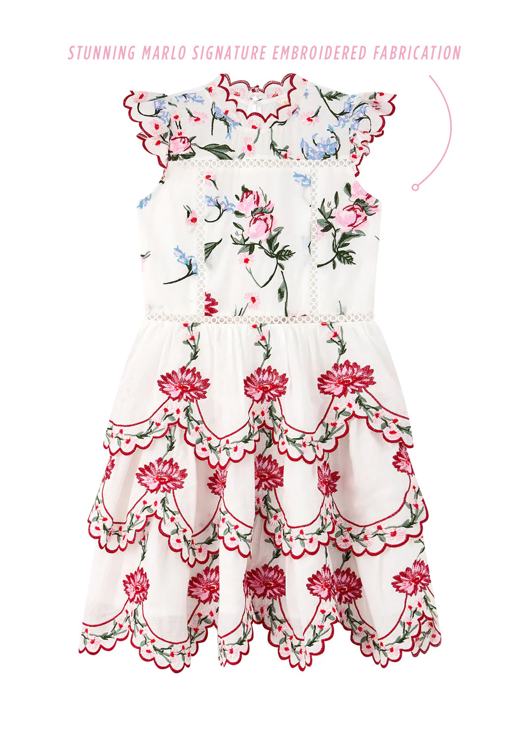 Maisie Embroidered Frill Dress - Image 2